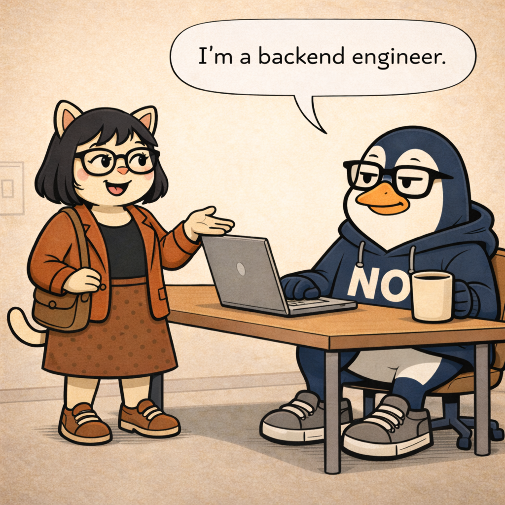 Nullwing deadpans: I'm a backend engineer. Pawla is unfazed.