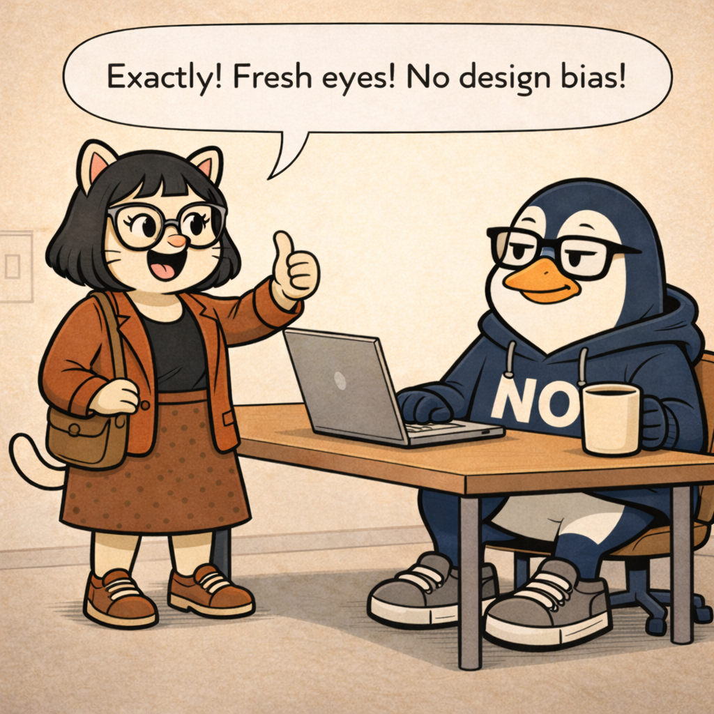 Pawla enthusiastically responds: Exactly! Fresh eyes! No design bias!